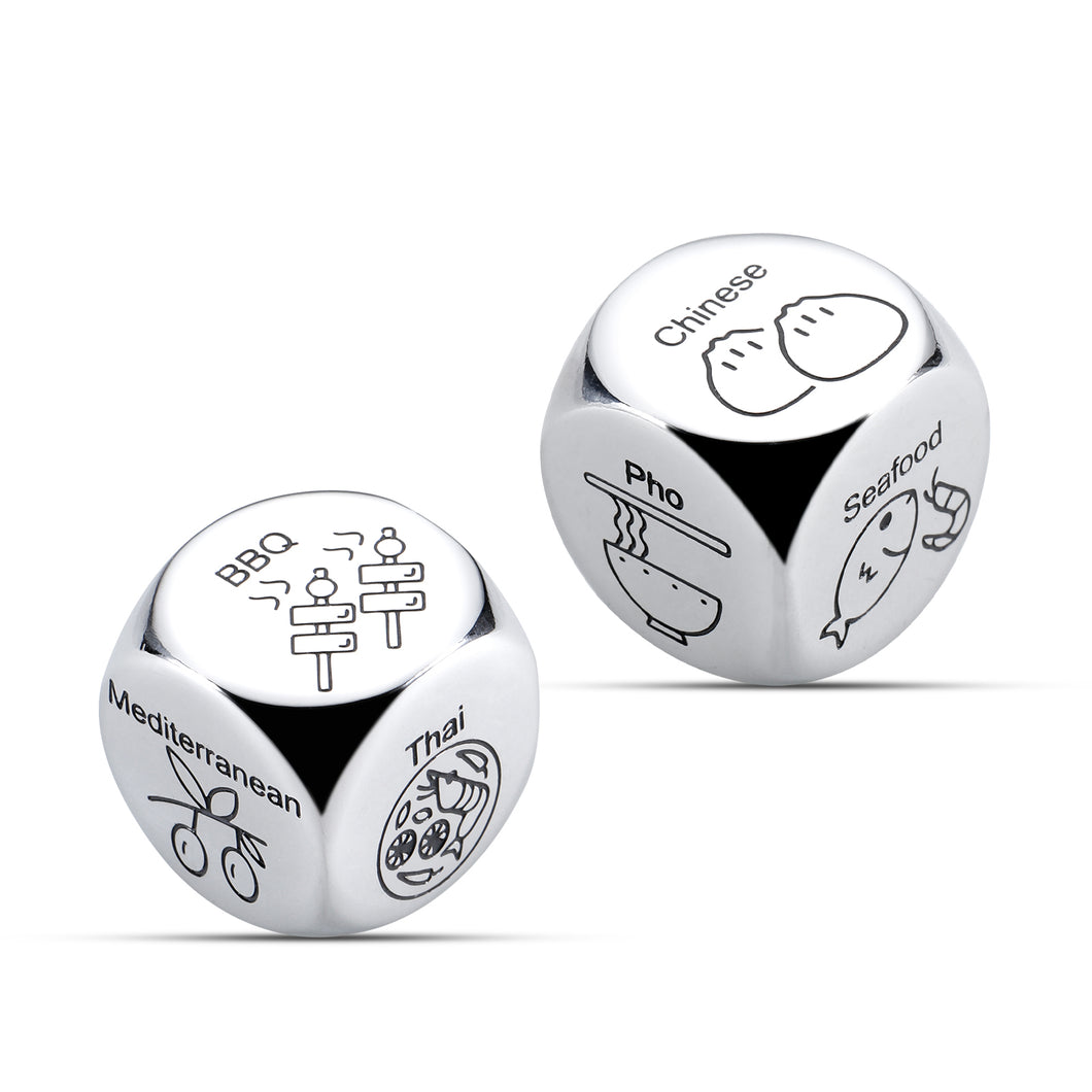 2 PCS Food Decision Dice Decider Anniversary Date Night Gifts for Men Women Couples Valentines Day Gifts for Him Her Christmas Birthday Gifts for Husband Wife Boyfriend Girlfriend Funny Gifts