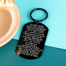 Load image into Gallery viewer, to My Son Chain Inspirational Keychain with Necklace Son Gifts from Dad Mom Birthday Christmas Graduation Back to School I Love You Gifts for Teen Boys Him Family Jewelry Stocking Stuffers for Stepson
