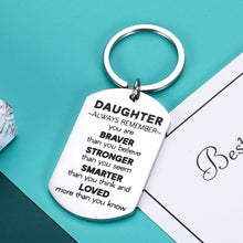 Load image into Gallery viewer, Daughter Gifts Inspirational Keychain from Mom Dad Stepdad Stepmother for Daughter Stepdaughter Mother’s Day Wedding Gift for Daughter Christmas Birthday Pendant Present for Daughter Girl Her Women
