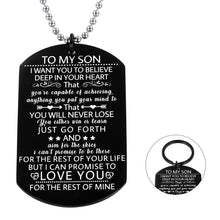 Load image into Gallery viewer, to My Son Chain Inspirational Keychain with Necklace Son Gifts from Dad Mom Birthday Christmas Graduation Back to School I Love You Gifts for Teen Boys Him Family Jewelry Stocking Stuffers for Stepson
