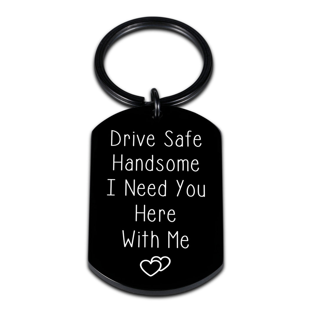 Drive Safe Keychain for Boyfriend Gifts from Girlfriend Cute Valentines Christmas Gifts for Him Her Husband Birthday Presents from Wife Fiance Couple Gifts New Driver Gifts for Women Men Romantic