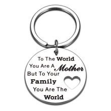 Load image into Gallery viewer, Mother&#39;s Day Gifts for Mom Mother from Son Daughter Mom Keychain Birthday Valentine&#39;s Day I Love You Gifts for Mom You are The World to Our Family Inspirational Present for Mom Women Her
