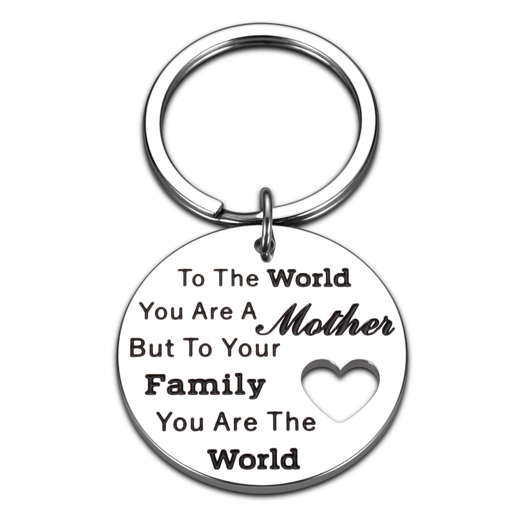 Mother's Day Gifts for Mom Mother from Son Daughter Mom Keychain Birthday Valentine's Day I Love You Gifts for Mom You are The World to Our Family Inspirational Present for Mom Women Her