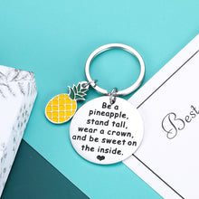 Load image into Gallery viewer, Christmas Keychain Gift for Son Daughter Friend Teen Boys Girls Kids from Dad Mom Be a Pineapple Key Ring Graduation Birthday Wedding Inspirational Jewelry Gift for Student Teenager Kids Women
