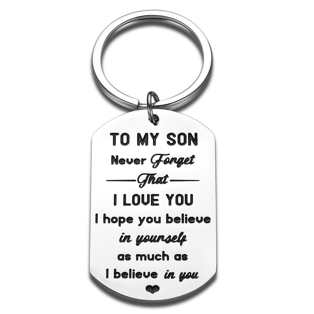 Inspirational Keychain for Son Step Son Gift from Dad Mom to My Son I Love You Son 16 18 Birthday Graduation Christmas for Adult Son Wedding Gift for Groom Stocking Stuffers Gifts for Boys Him Men