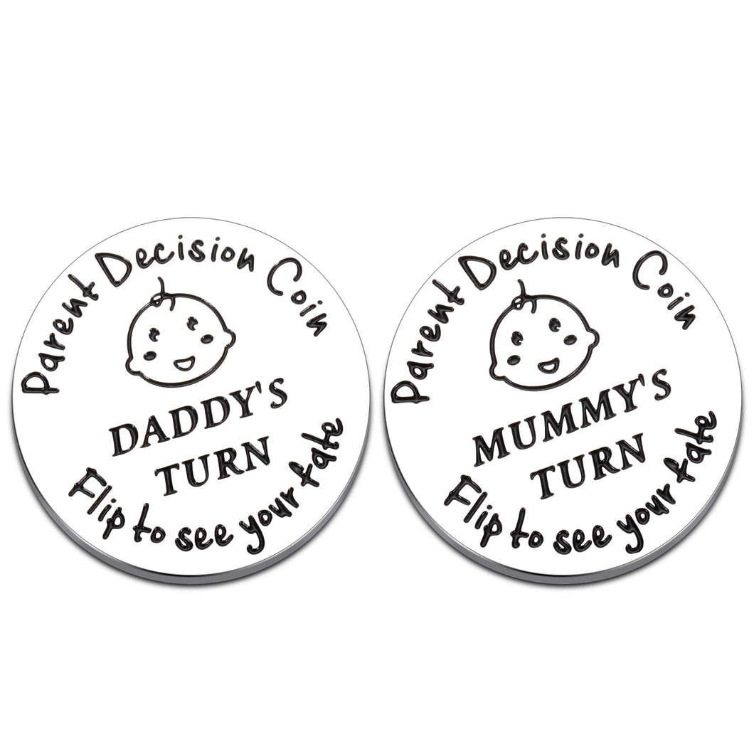 New Parent Gift for First Mom Daddy Funny Decision Coin for Women Men Pregnancy Gifts for First Time Moms Dads Mummy to Be Mother’s Day Father’s Day Birthday Christmas Present Cute Double-Sided Coin