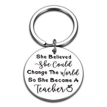 Load image into Gallery viewer, Teacher Gifts Keychain for Women Her Teacher’s Day Appreciation Gifts Mother’s Day Birthday Valentines Christmas Gift for Teacher Female Women You Can Change The World Thank You Gifts for Teacher
