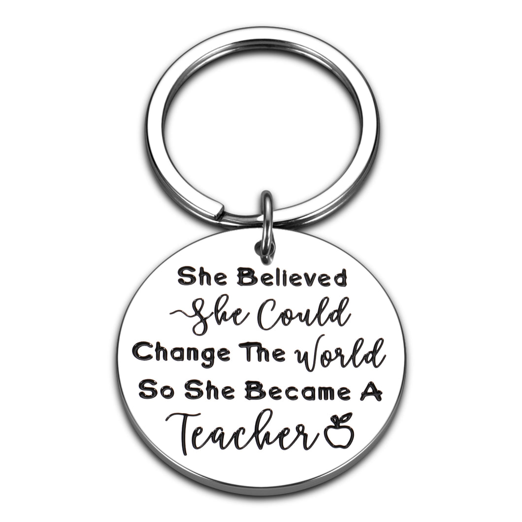 Teacher Gifts Keychain for Women Her Teacher’s Day Appreciation Gifts Mother’s Day Birthday Valentines Christmas Gift for Teacher Female Women You Can Change The World Thank You Gifts for Teacher