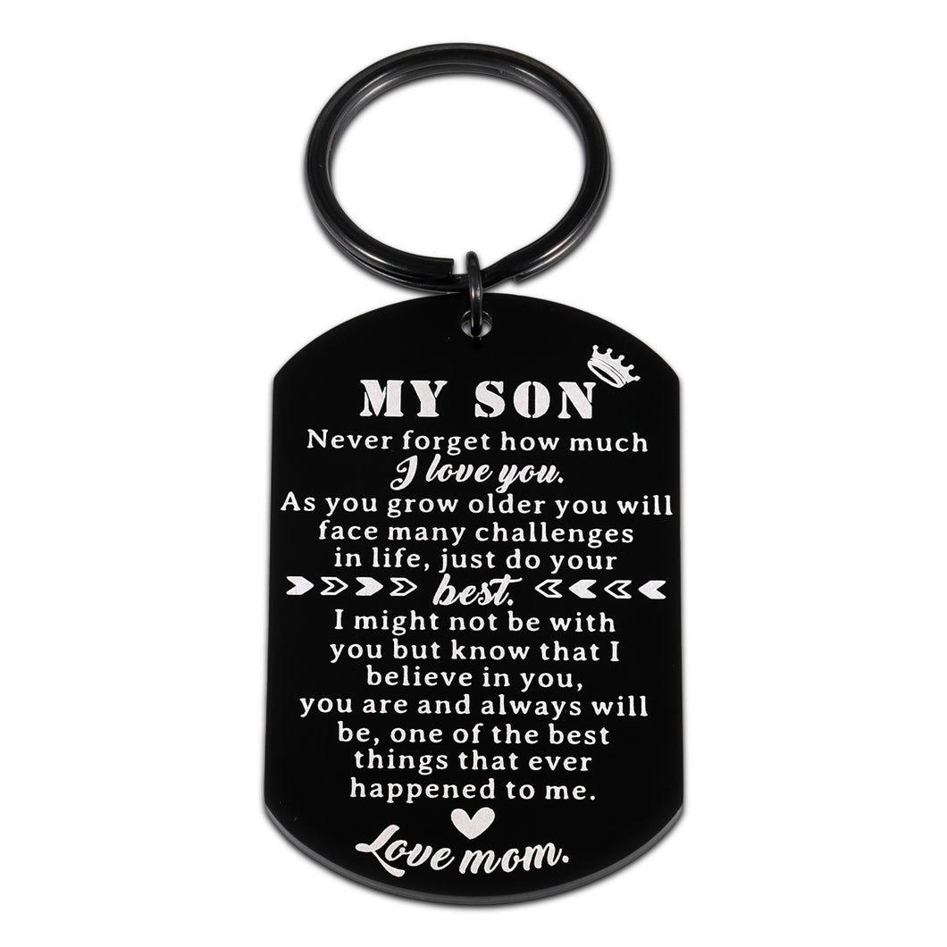 Son Gifts from Mom Birthday Christmas Keychain Gifts for Son Valentines Father's Day Gifts for Son from Mom to Son Gifts Keychain for Men Him Teens Birthday Boy Graduation Gifts