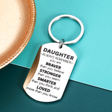 Load image into Gallery viewer, Daughter Gifts Inspirational Keychain from Mom Dad Stepdad Stepmother for Daughter Stepdaughter Mother’s Day Wedding Gift for Daughter Christmas Birthday Pendant Present for Daughter Girl Her Women
