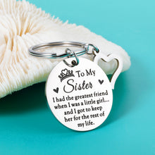 Load image into Gallery viewer, Sister Gifts from Sister Christmas Sweet 16 Birthday Gifts for Sister Big Little Sisters Best Friend BFF Mother&#39;s Day Valentine&#39;s Day Gift Keychain for Teen Girls Women
