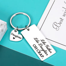 Load image into Gallery viewer, Father Daughter Keychain Dad Fathers Day Birthday Christmas Valentine Day Wedding Gifts from Daughter to Dad Daddy Father Stepdad Men Him Present Like Father Like Daughter with Double-Side Heart Charm
