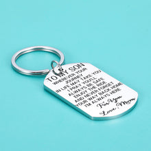 Load image into Gallery viewer, to My Son Keychain Gift from Mom Christmas Birthday Graduation Wedding Gift for Son Stepson from Mother Inspirational Love You Son Key Ring Present Motivational Jewelry Gifts for Men Teen Boys Him
