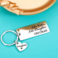 Load image into Gallery viewer, Father Daughter Keychain Dad Fathers Day Birthday Christmas Valentine Day Wedding Gifts from Daughter to Dad Daddy Father Stepdad Men Him Present Like Father Like Daughter with Double-Side Heart Charm
