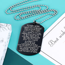 Load image into Gallery viewer, to My Son Chain Inspirational Keychain with Necklace Son Gifts from Dad Mom Birthday Christmas Graduation Back to School I Love You Gifts for Teen Boys Him Family Jewelry Stocking Stuffers for Stepson
