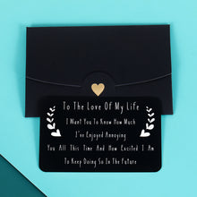 Load image into Gallery viewer, Engraved Wallet Cards Romantic I Love You Gifts for Him Her, to My Love Valentine Gifts from Girlfriend &amp; Wife for Husband &amp; Boyfriend Gift Idea, Anniversary Birthday Gifts for Couples Men Women
