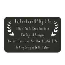 Load image into Gallery viewer, Engraved Wallet Cards Romantic I Love You Gifts for Him Her, to My Love Valentine Gifts from Girlfriend &amp; Wife for Husband &amp; Boyfriend Gift Idea, Anniversary Birthday Gifts for Couples Men Women
