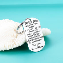 Load image into Gallery viewer, to My Son Keychain Gift from Mom Christmas Birthday Graduation Wedding Gift for Son Stepson from Mother Inspirational Love You Son Key Ring Present Motivational Jewelry Gifts for Men Teen Boys Him
