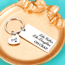 Load image into Gallery viewer, Father Daughter Keychain Dad Fathers Day Birthday Christmas Valentine Day Wedding Gifts from Daughter to Dad Daddy Father Stepdad Men Him Present Like Father Like Daughter with Double-Side Heart Charm
