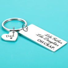 Load image into Gallery viewer, Father Daughter Keychain Dad Fathers Day Birthday Christmas Valentine Day Wedding Gifts from Daughter to Dad Daddy Father Stepdad Men Him Present Like Father Like Daughter with Double-Side Heart Charm
