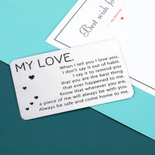 Load image into Gallery viewer, Wallet Card Insert Valentines Gifts for Men Him Her Women Romantic I Love You Gifts for Husband Boyfriend Birthday Gifts from Wife Girlfriend Anniversary Couples Gifts Idea for Him Husband Boyfriend
