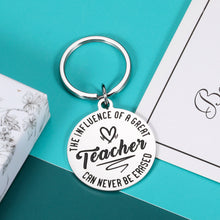 Load image into Gallery viewer, Teacher Appreciation Gifts for Women Thank You Teacher Keychain Gifts Valentine&#39;s Day Birthday Christmas Gift for Teachers The Influence of Teacher Can Never Be Erased Funny Teacher Gifts from Student
