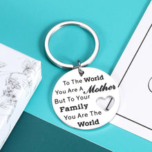 Load image into Gallery viewer, Mother&#39;s Day Gifts for Mom Mother from Son Daughter Mom Keychain Birthday Valentine&#39;s Day I Love You Gifts for Mom You are The World to Our Family Inspirational Present for Mom Women Her
