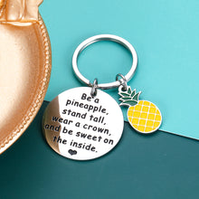 Load image into Gallery viewer, Christmas Keychain Gift for Son Daughter Friend Teen Boys Girls Kids from Dad Mom Be a Pineapple Key Ring Graduation Birthday Wedding Inspirational Jewelry Gift for Student Teenager Kids Women
