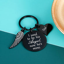 Load image into Gallery viewer, Sympathy Keychain Gift for Loss of Father Son Daughter Angel Memorial Gift for Dad Daughter in Memory of Dad Remembrance Gift I Used to Be His Angel Miss You Daddy and Daughter Keyring Gift
