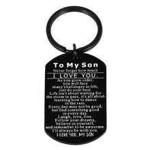 Load image into Gallery viewer, Son Gifts from Mom Dad To My Son I Love You Son Keychain Gift for Him Boys Men Inspirational Quote Engraved Pendant Teen Boy Present for Birthday Graduation Christmas Back To School Gifts
