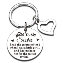 Load image into Gallery viewer, Sister Gifts from Sister Christmas Sweet 16 Birthday Gifts for Sister Big Little Sisters Best Friend BFF Mother&#39;s Day Valentine&#39;s Day Gift Keychain for Teen Girls Women
