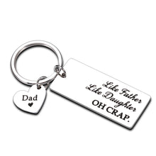 Load image into Gallery viewer, Father Daughter Keychain Dad Fathers Day Birthday Christmas Valentine Day Wedding Gifts from Daughter to Dad Daddy Father Stepdad Men Him Present Like Father Like Daughter with Double-Side Heart Charm
