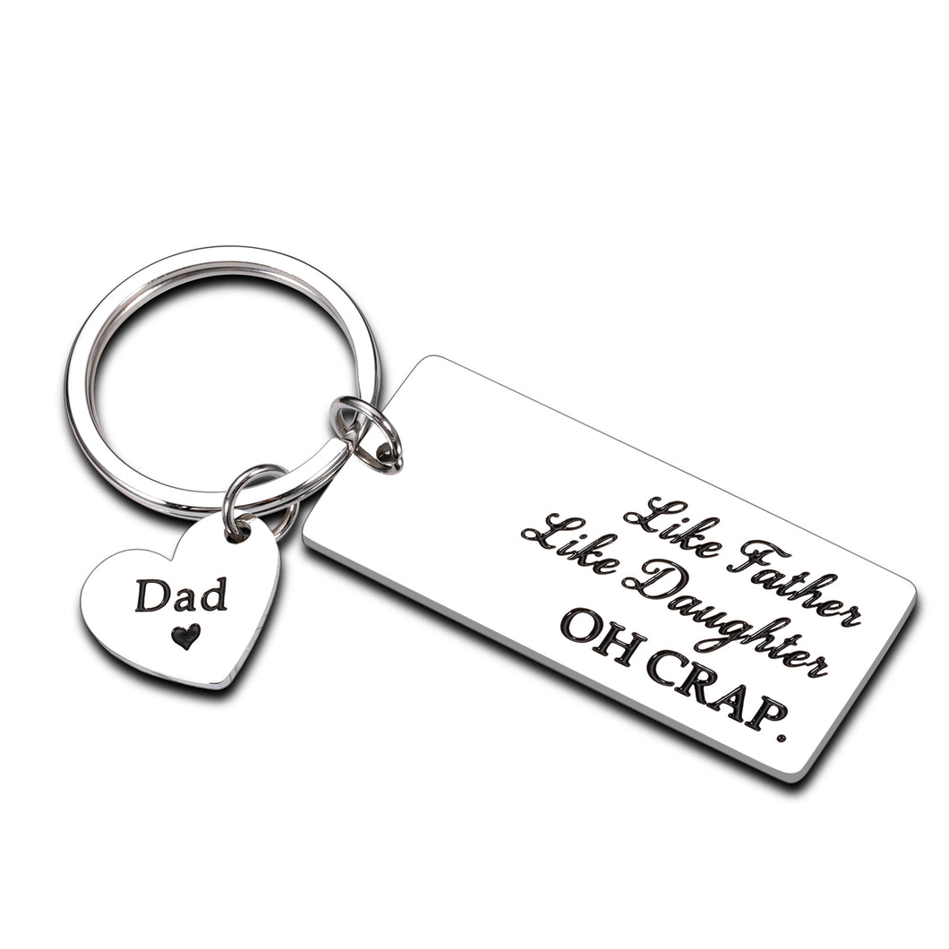 Father Daughter Keychain Dad Fathers Day Birthday Christmas Valentine Day Wedding Gifts from Daughter to Dad Daddy Father Stepdad Men Him Present Like Father Like Daughter with Double-Side Heart Charm