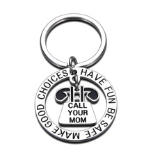 Load image into Gallery viewer, Daughter Son Christmas Keychain Gift from Mom Dad 13th 14th 16th 18th Birthday Gift for Son Daughter Niece Nephew Teen Boys Girls 2021 Graduation Have Fun Be Safe Call Your Mom Jewelry Gift
