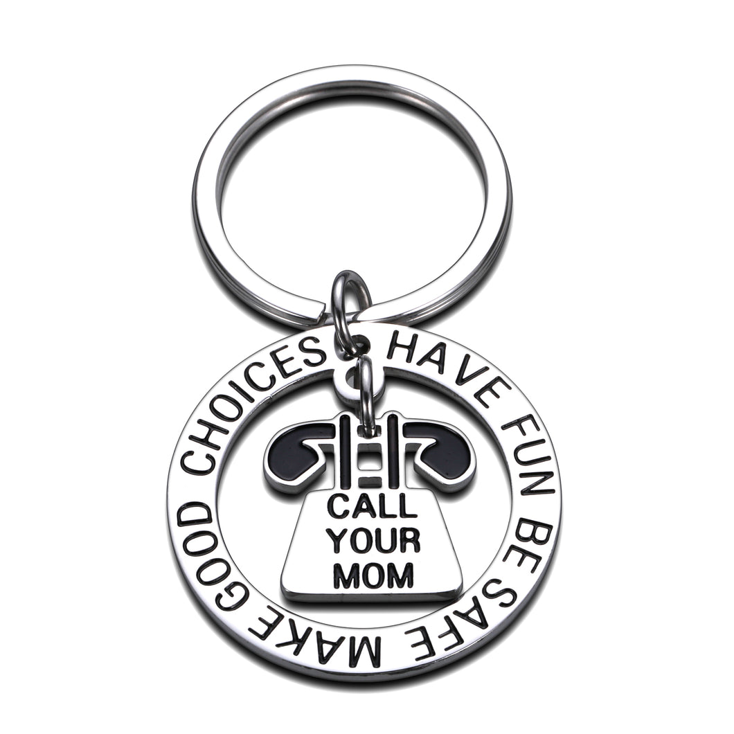 Daughter Son Christmas Keychain Gift from Mom Dad 13th 14th 16th 18th Birthday Gift for Son Daughter Niece Nephew Teen Boys Girls 2021 Graduation Have Fun Be Safe Call Your Mom Jewelry Gift