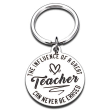 Load image into Gallery viewer, Teacher Appreciation Gifts for Women Thank You Teacher Keychain Gifts Valentine&#39;s Day Birthday Christmas Gift for Teachers The Influence of Teacher Can Never Be Erased Funny Teacher Gifts from Student
