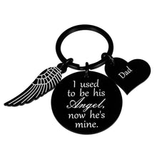 Load image into Gallery viewer, Sympathy Keychain Gift for Loss of Father Son Daughter Angel Memorial Gift for Dad Daughter in Memory of Dad Remembrance Gift I Used to Be His Angel Miss You Daddy and Daughter Keyring Gift
