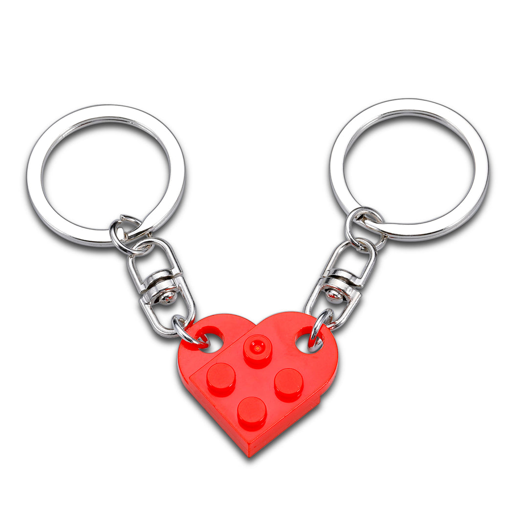 Matching Couples Stuff Boyfriend Girlfriend Valentines Day Gifts for Him Her Best Friend Christmas Gifts for Wife Husband Anniversary Birthday Wedding Present Red Heart Bricks Keychain for Women Men