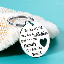 Load image into Gallery viewer, Mother&#39;s Day Gifts for Mom Mother from Son Daughter Mom Keychain Birthday Valentine&#39;s Day I Love You Gifts for Mom You are The World to Our Family Inspirational Present for Mom Women Her
