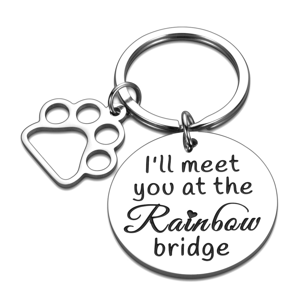 Loss of Dog Pet Memorial Keychain Sympathy Gifts Passed Away Deceased Pet Gifts for Kid Pet Owners Remembrance Pet Dog Gifts Key Ring Pet Keepsake Rainbow Bridge Jewelry Gifts for Women Men