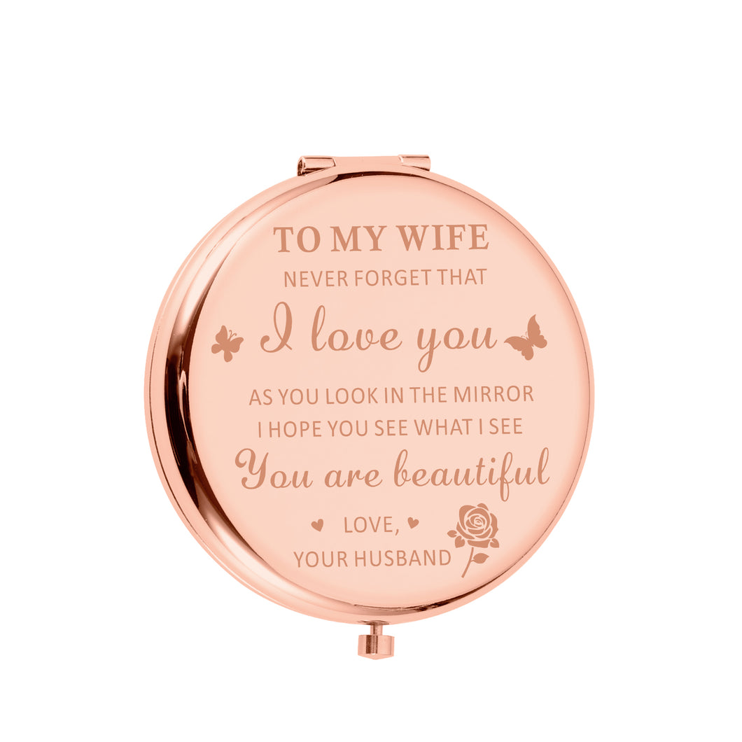 Wife Gifts for Women Stocking Stuffers Christmas from Husband I Love You Gifts for Wife Anniversary Birthday Gifts from Husband to Wife Gifts for Mothers Day, Wedding, Valentines Compact Mirror