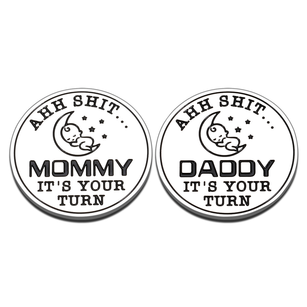 New Baby Gift for Parent Mom Daddy Funny Double-Side Decision Coin for Women Men Pregnancy Mothers Baby Shower Gifts for First Time Mommy Daddy to Be Mothers Day Fathers Day Christmas Birthday Present