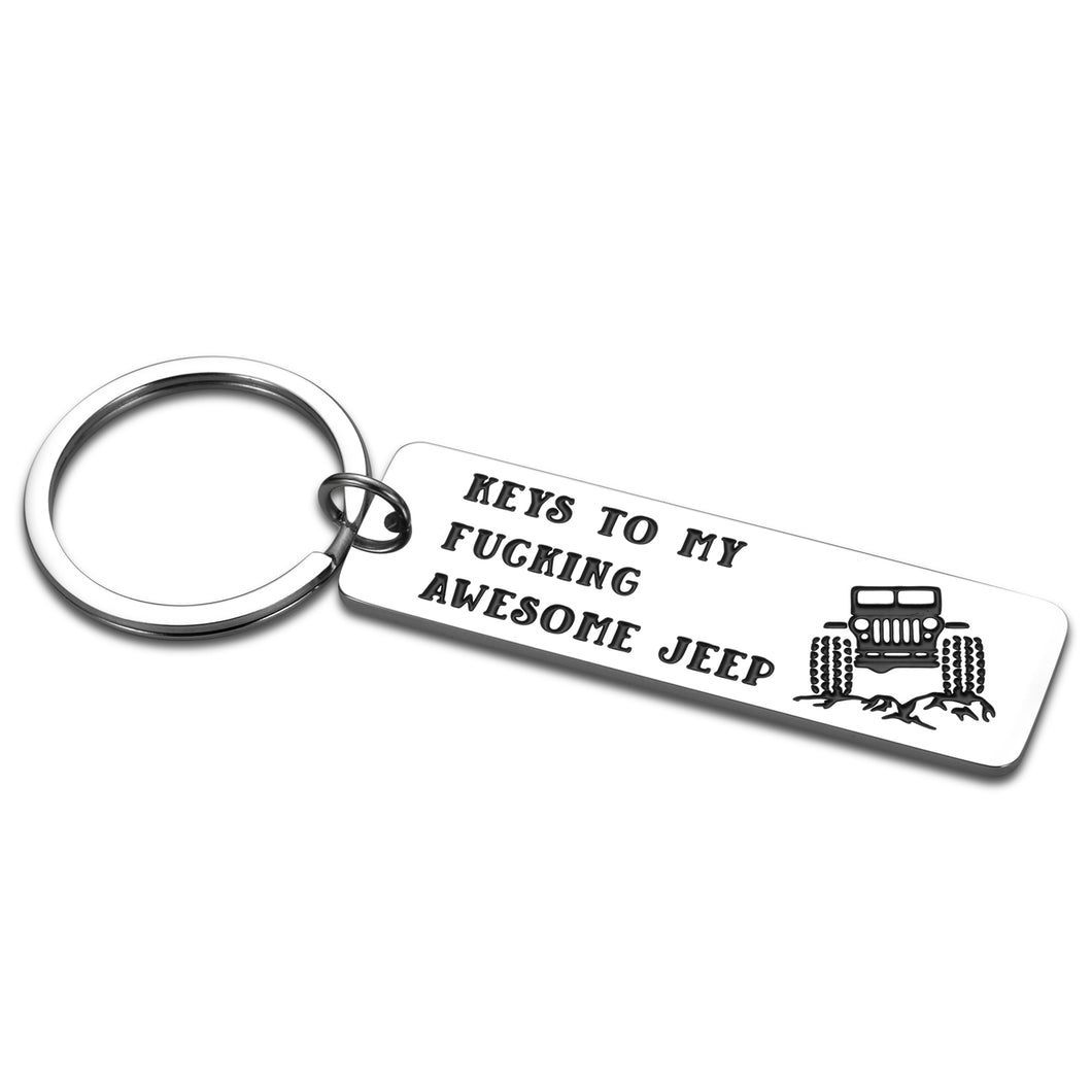 Funny Keychain SUV Accessories Driver Gifts for Dad Son Husband Car Enthusiast Gifts for Best Friend Boys Girls Birthday Christmas Gifts for Car Owners SUV Keychain Stocking Stuffers Gift for Men Him